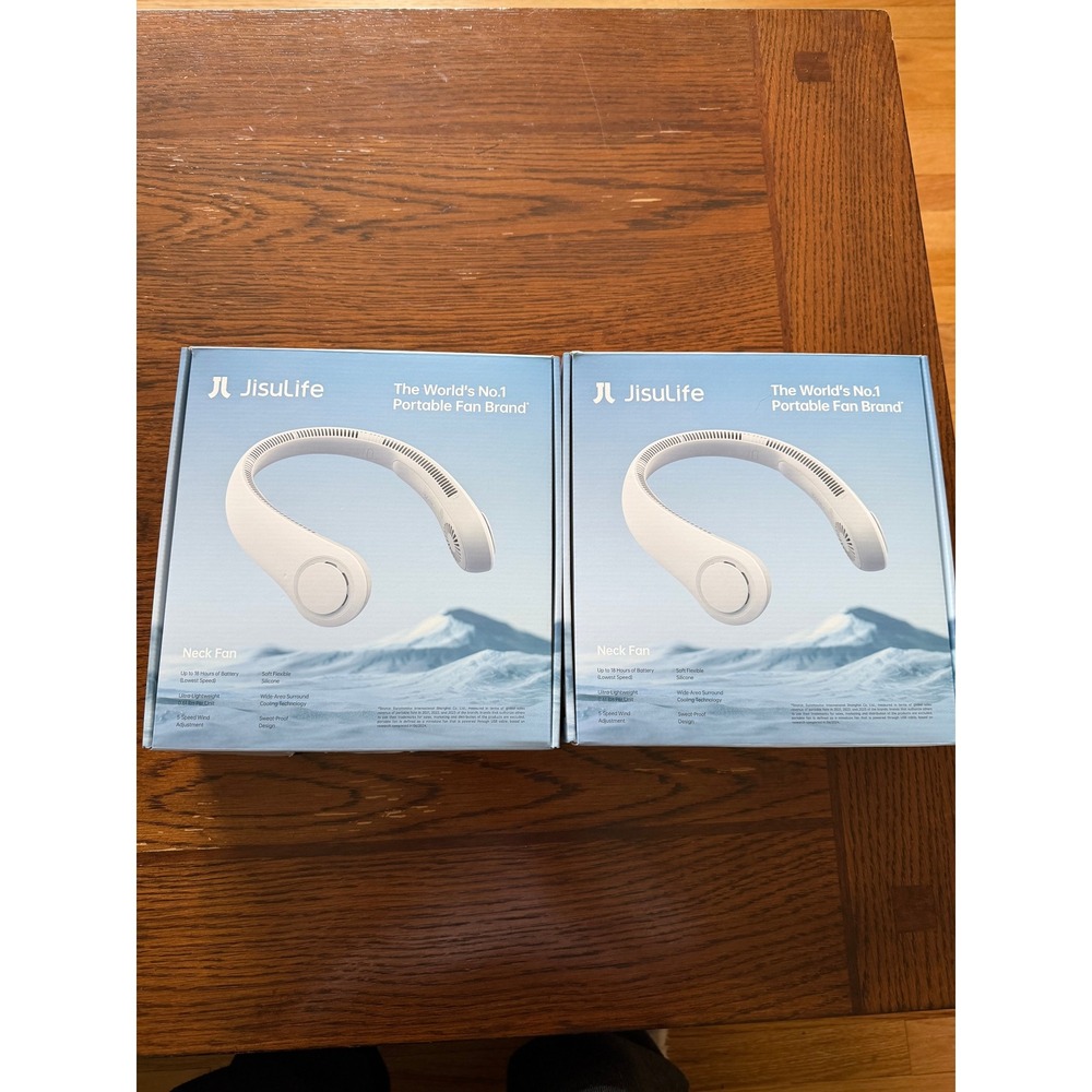 JisuLife Portable Bladeless Neck Fan 2-Pack Gray FA14-S Rechargeable 4000mAh NIB
